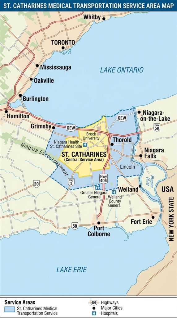 St. Catharines medical transportation map.