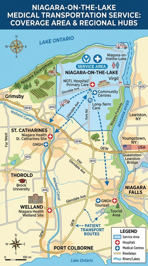 Niagara-on-the-Lake medical transport map