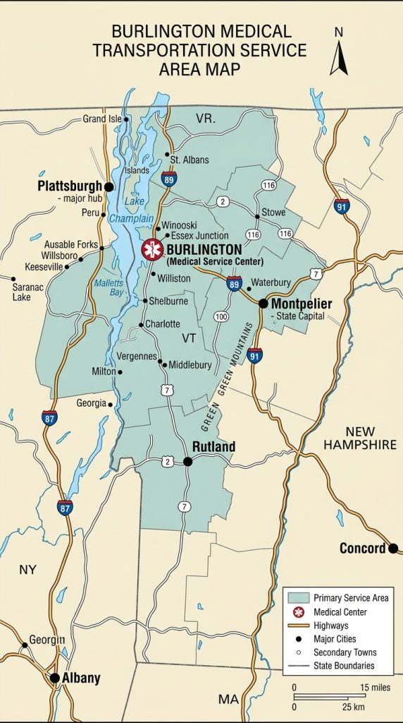 Burlington Medical Transportation Service Map