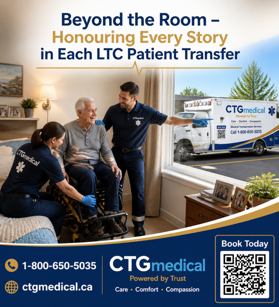 Medical staff assisting senior patient with wheelchair transfer