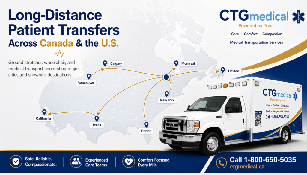 Long-distance medical transport route from Florida to Ontario, Canada